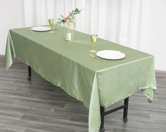 60"x102" | Satin Rectangle Tablecloth, Sage Green Wedding Table Cloth