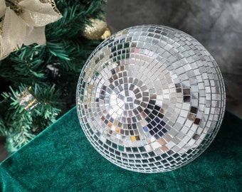 4 Pack | 8" Silver Disco Ball Ornaments, Mirror Foam Ball with Hanging Ring, Glass Balls, Reflection Ball For Holiday, Wedding & Party Decor