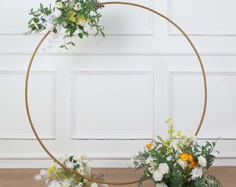5ft Gold Metal Wedding Arch, Balloon Garland Hoop, Round Backdrop Stand, Balloon Arch, Arbor Ceremony Arch Stand, Wedding Floral Frame
