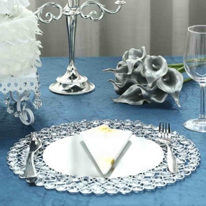 14&quot; - Silver - Wired Metal Charger Plate With 118 Acrylic Crystal Beads