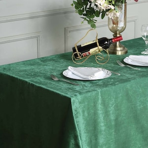 90&quot;x132&quot; | Velvet Rectangle Tablecloth, Hunter Emerald Green Wedding Table Cloth