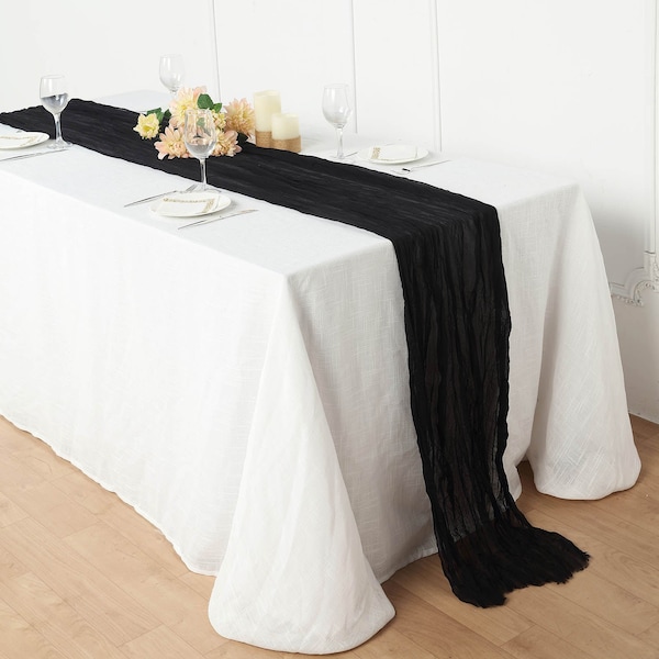 10FT Gauze Table Runner Cheesecloth Fabric For Wedding Arch, Arbor Decor - Black