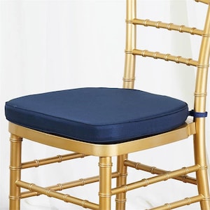 2inch Thick Navy Blue Chiavari Chair Pad, Memory Foam Seat Cushion With Ties and Removable Cover