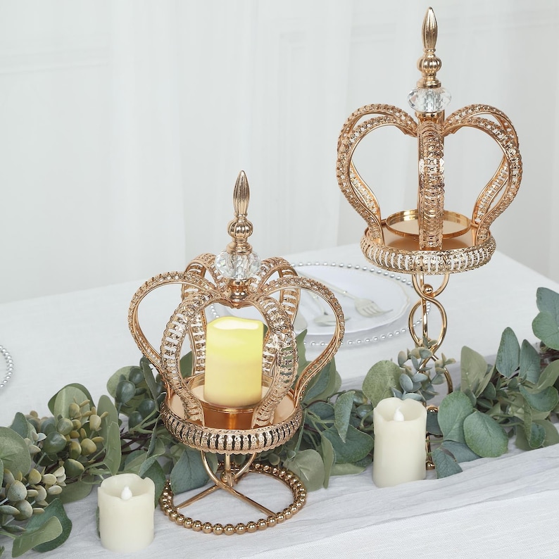 13 Gold Metal Crown Spiral Pillar Candle Holder Stand Etsy