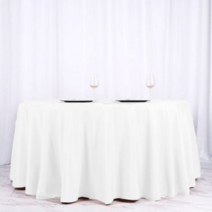 120&quot; White Tablecloth, Round Tablecloth, Linen Tablecloth, Wedding Tablecloth, Polyester Table Cover, Table Decor