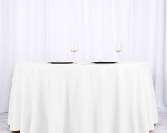 120" White Tablecloth, Round Tablecloth, Linen Tablecloth, Wedding Tablecloth, Polyester Table Cover, Table Decor