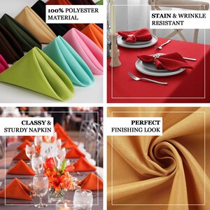 5 Pack 17x17inch White Polyester Linen Napkins, Polyester Napkins, Dinner Napkins, Table Decor
