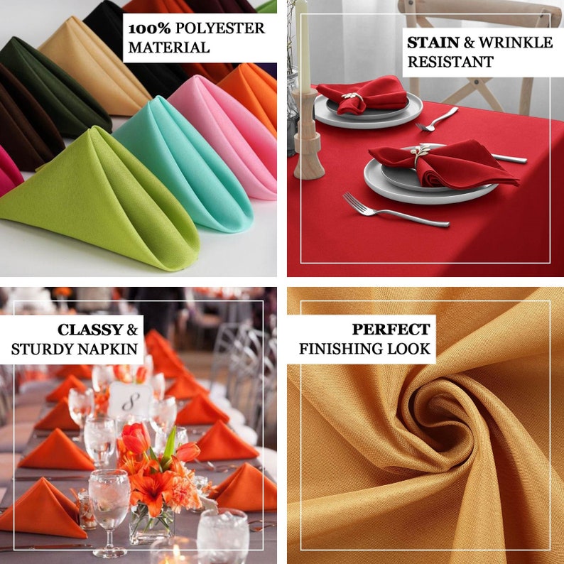 5 Pack 17x17inch White Polyester Linen Napkins, Polyester Napkins, Dinner Napkins, Table Decor