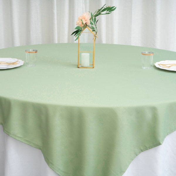 70" Square Polyester Tablecloth, Sage Green Wedding Tablecloth