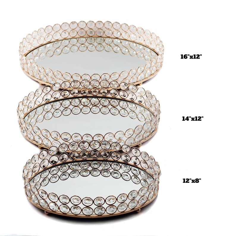 12 X 8 Gold Metal Decorative Serving Tray Oval Etsy