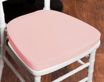 2" Thick Blush Seat Cushion, Chiavari Chair Pad, Memory Foam Padded Sponge Cushion With Ties and Removable Polyester Cover