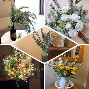 3 Bushes | 30inch Silk Eucalyptus Leaves Spray, Artificial Eucalyptus Leaves, Faux Greenery For Wedding - Frosted Green
