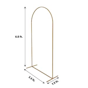 7ft Gold Chiara Backdrop Stand, Metal Wedding Arch, Balloon Arch, Round Top Floral Frame Arbor Display For Wedding, Ceremony, Event Decor