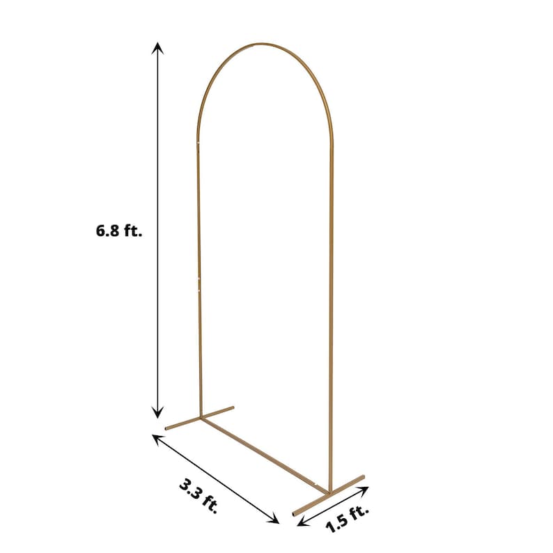 7ft Gold Chiara Backdrop Stand, Metal Wedding Arch, Balloon Arch, Round Top Floral Frame Arbor Display For Wedding, Ceremony, Event Decor