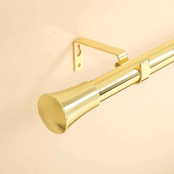 Gold Metal Curtain Rod Drapery Hardware Set 42 Etsy