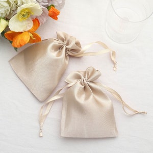 12 Pack | 4”x6” Beige Satin Favor Bags, Drawstring Pouch, Wedding Party Favors, Gift Bags, Jewelry Bags, Drawstring Bulk Favor Bags