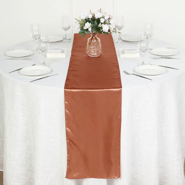 Satin Table Runner, Terracotta Wedding Table Runner - 12"x108"