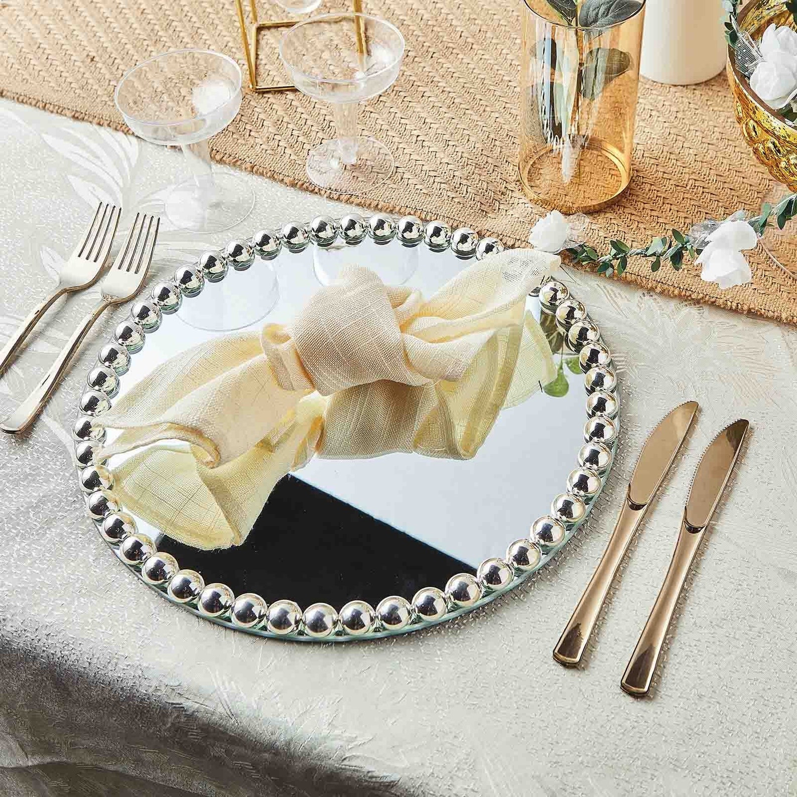 2 Pack Mirror Charger Plates 13 Glass Charger Plates Etsy