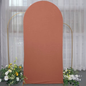 7ft | Matte Terracotta Spandex Fitted Wedding Arch Covers For Round Top Chiara Backdrop Stands, Photography Backdrop, Wedding Decor