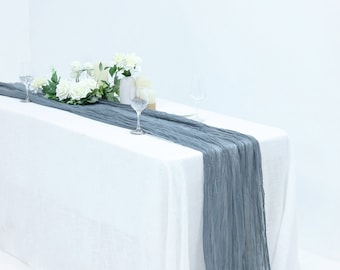 10ft Gauze Cheesecloth Table Runner, Boho Wedding Arbor, Rustic Wedding Arch Cheesecloth, Draping Gauze, Wedding Table Decor - Dusty Blue
