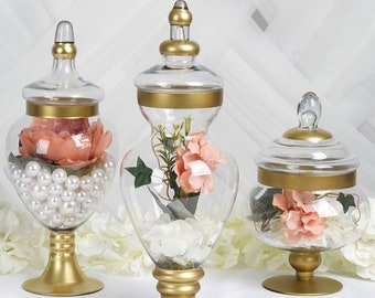 3 Pack - Glass Apothecary Jar, Candy Jars With Lids, Glass Jars For Display Storage, Display Decor, Home Decor - 10"/14"/16"