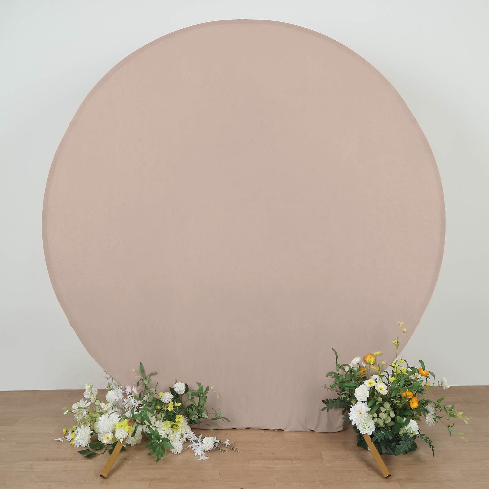 7.5ft Light Brown Round Spandex Fit Wedding Round Backdrop Stand Cover ...