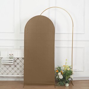 6ft | Matte Taupe Spandex Fitted Wedding Arch Covers For Round Top Chiara Backdrop Stands, Photography Backdrop, Wedding Decor Stand Covers