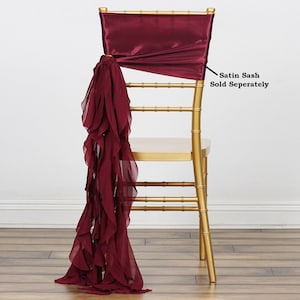 Set of 6 Strands - Burgundy Chiffon Sash For Chair Decor, Wedding Chair Sash, Chiavari Chair Sashes