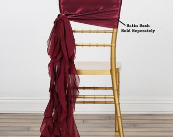 Set of 6 Strands - Burgundy Chiffon Sash For Chair Decor, Wedding Chair Sash, Chiavari Chair Sashes
