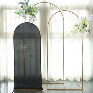 5ft | Matte Black Spandex Fitted Wedding Arch Covers For Round Top Chiara Backdrop Stands, Photography Backdrop, Wedding Decor Stand Covers