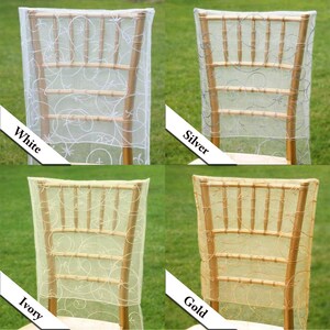 Silver Organza Chiavari Chair Covers | Chair Slipcovers With Satin ...