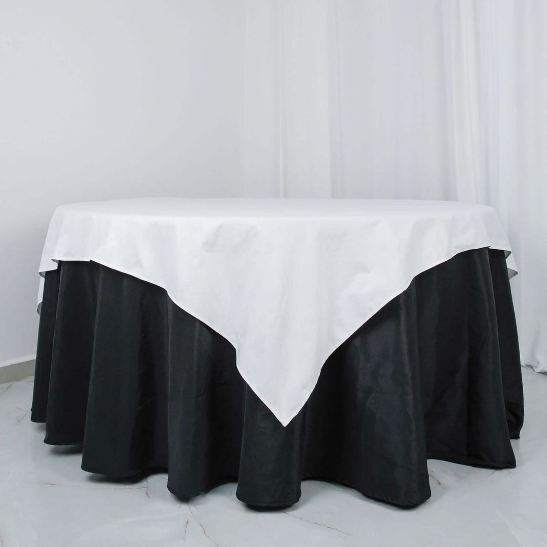White Table Topper 100% Cotton Square Table Overlay 70