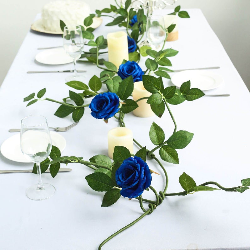 6FT Royal Blue Silk Rose Vine Real Touch Rose Garland Etsy
