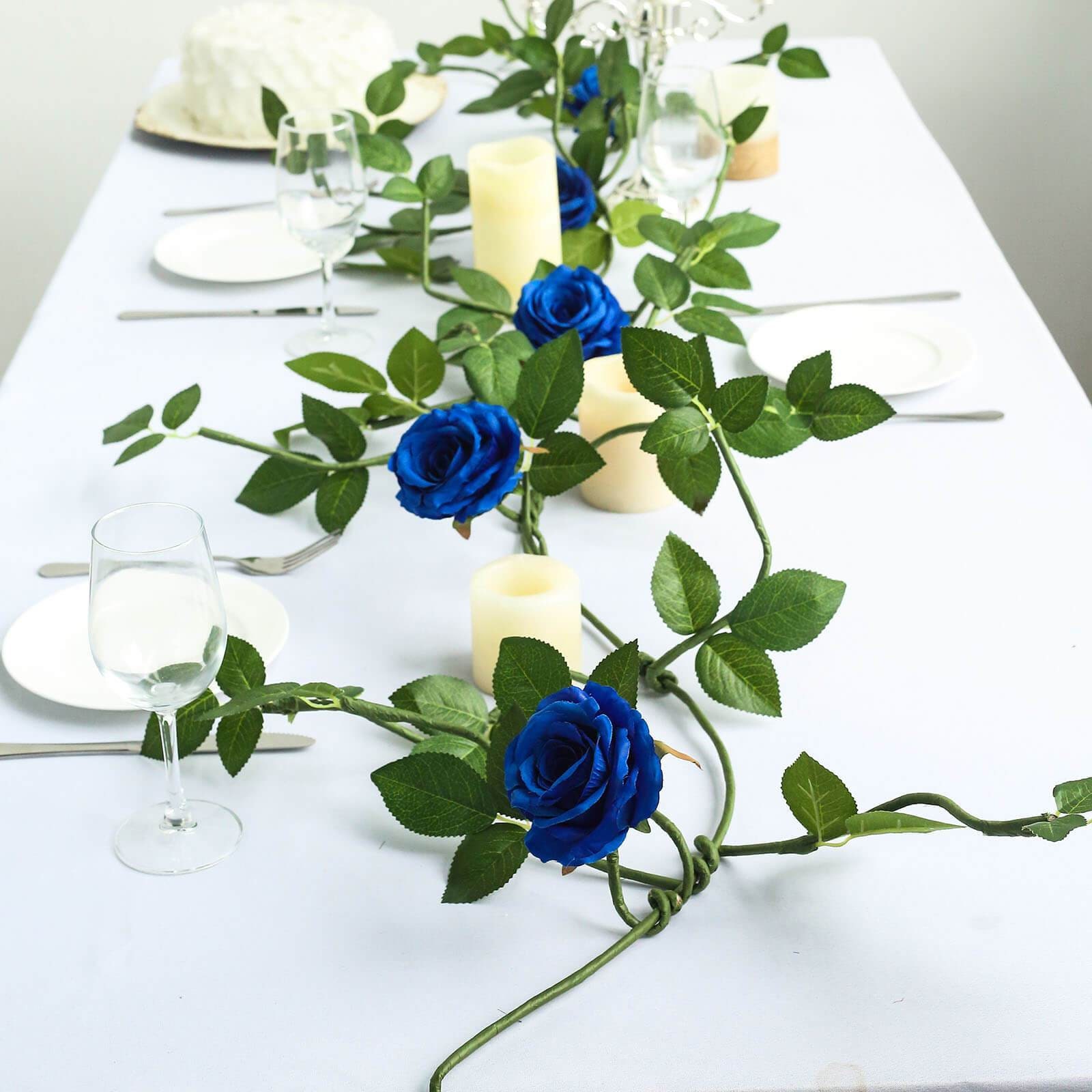 6FT Royal Blue Silk Rose Vine Real Touch Rose Garland Etsy