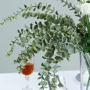 3 Bushes | 30inch Silk Eucalyptus Leaves Spray, Artificial Eucalyptus Leaves, Faux Greenery For Wedding - Frosted Green