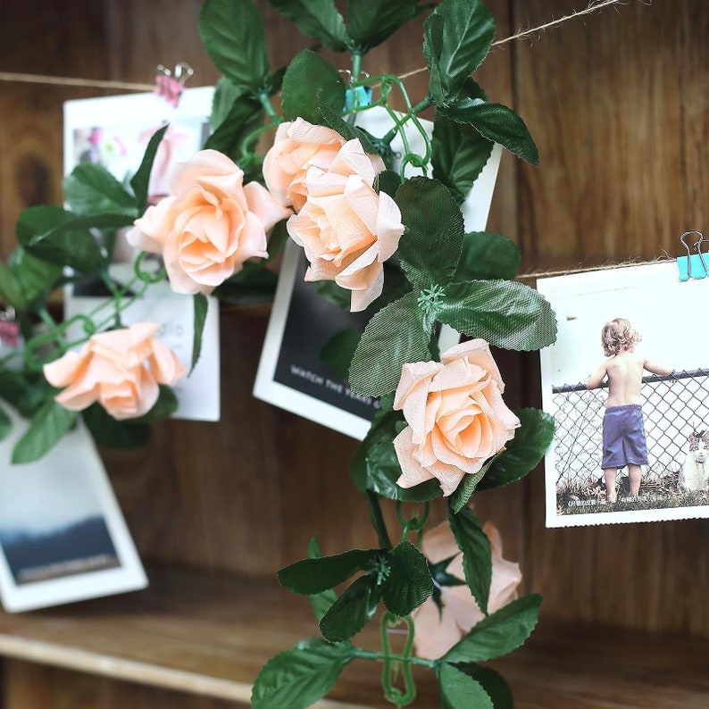 6FT Peach Artificial Rose Flower Garland Greenery Garland Etsy