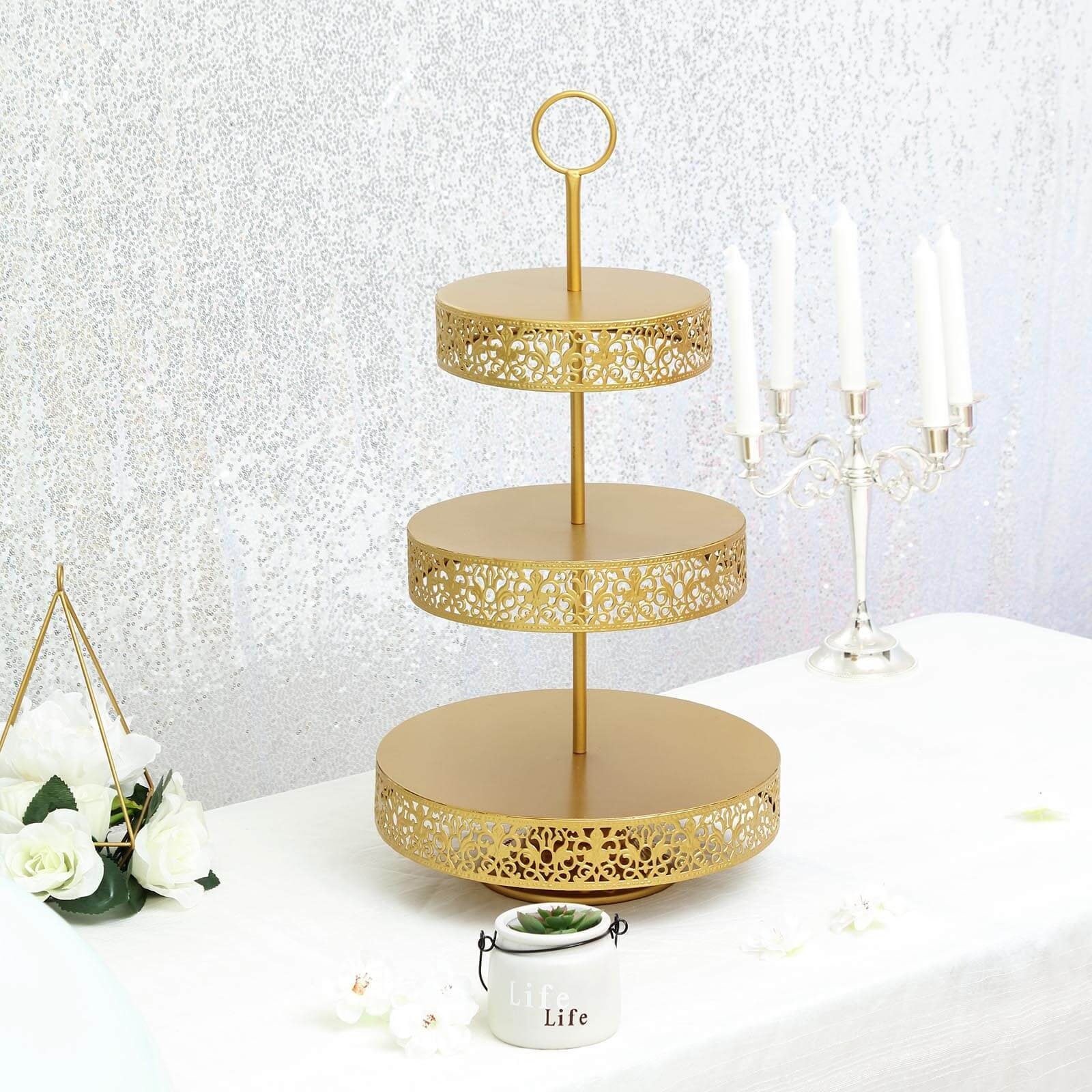 Gold Cupcake Stand-Gold Dessert Stand-Gold Cake Stand-3 Tiered Cake Stand for Wedding Stainless Steel