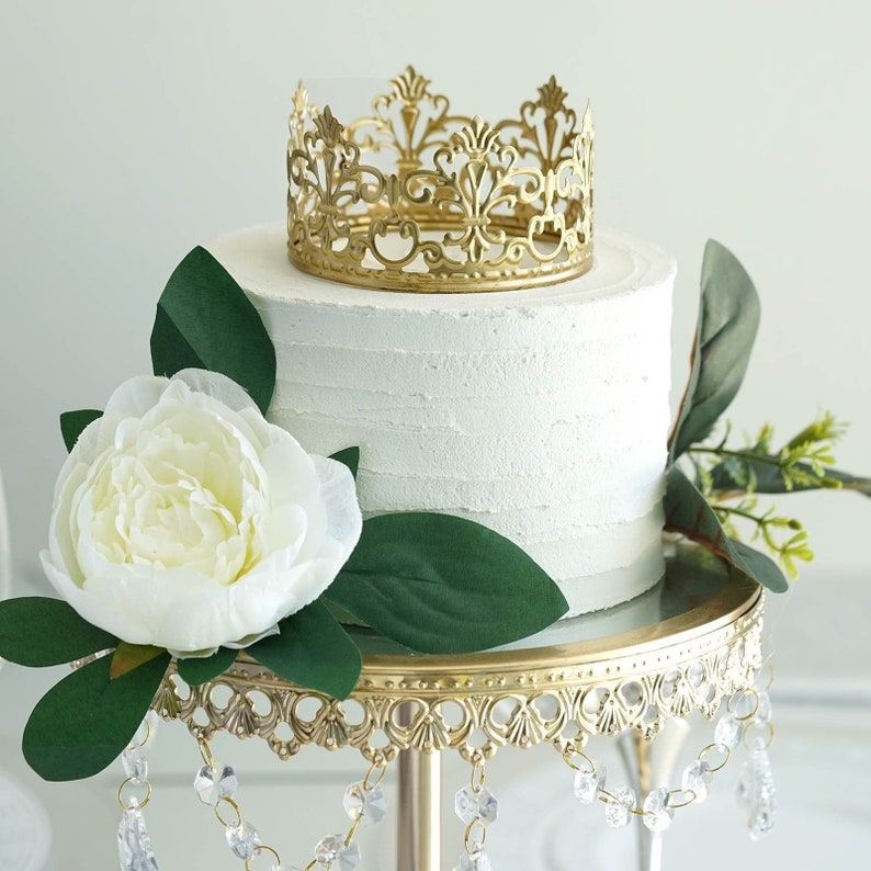 Gold Cake Toppers, Crown Cake Toppers, Princess Crown Cake Top, Metal Cake Toppers for Anniversary, Wedding, Quinceañera, Birthday, Cakes image 2