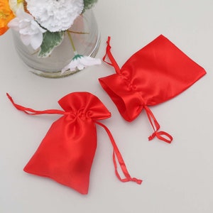 12 Pack | 4”x6” Red Satin Favor Bags, Drawstring Pouch, Wedding Party Favors, Gift Bags, Jewelry Bags, Drawstring Bulk Favor Bags