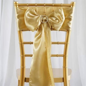 5 Pack | Champagne Satin Chair Sashes | 6&quot;x106&quot;
