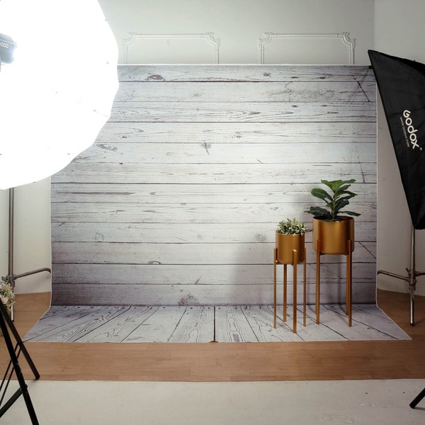 8FTx8FT | Wood Vinyl Party Backdrop, Wooden Floor Board Photo Backdrop,  Background Party Banner, Photo Prop - White | Gray