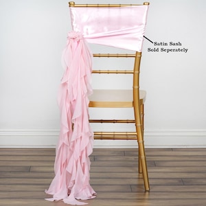 Set of 6 Strands - Rose Gold | Blush Chiffon Sash For Chair Decor, Wedding Chair Sash, Chiavari Chair Sashes