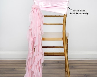 Set of 6 Strands - Rose Gold | Blush Chiffon Sash For Chair Decor, Wedding Chair Sash, Chiavari Chair Sashes