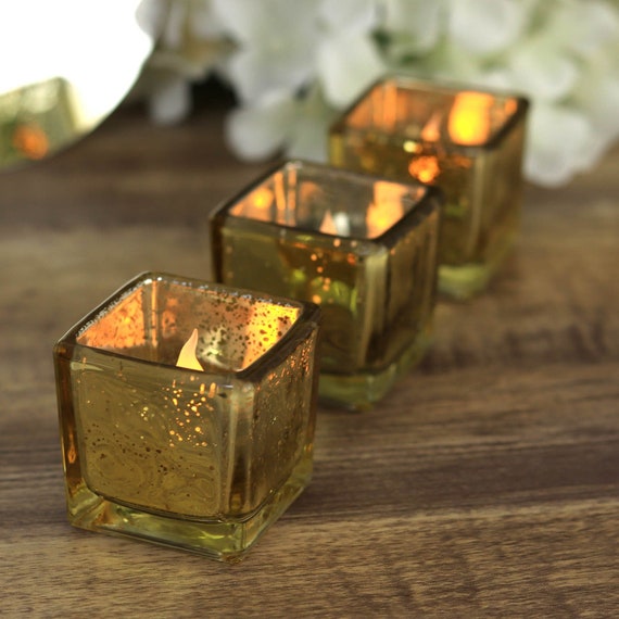 Amber And Clear Tea Light Candle Holders