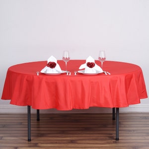 90&quot; Red Polyester Round Tablecloth