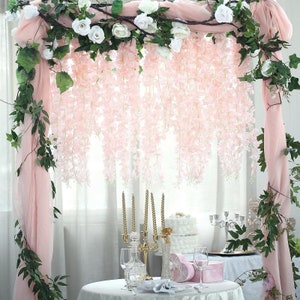 42&quot; Blush & Rose Gold Artificial Wisteria Vine Hanging Garland