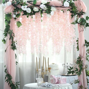 42" Blush & Rose Gold Artificial Wisteria Vine Hanging Garland