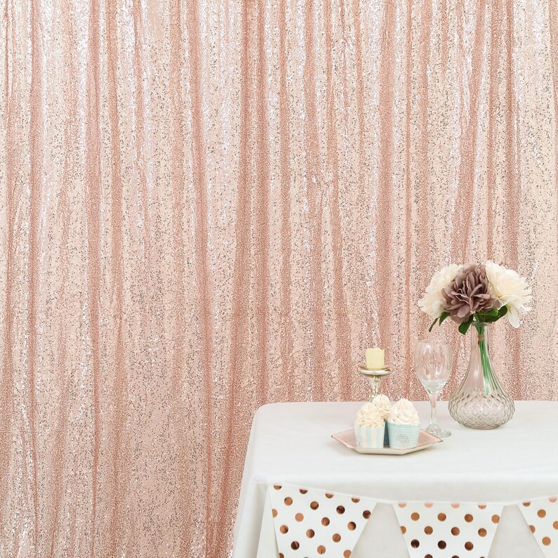 8 FT Rose Gold/Blush Sequin Curtain with Rod Pocket Photo Etsy