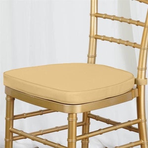 2&quot; Thick Champagne Seat Cushion, Chiavari Chair Pad, Memory Foam Padded Sponge Cushion With Ties and Removable Polyester Cover