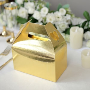 25 Pack | Metallic Gold Party Favor Boxes, Gift Tote Boxes, Gable Boxes, Favor Bags, Candy Boxes ...